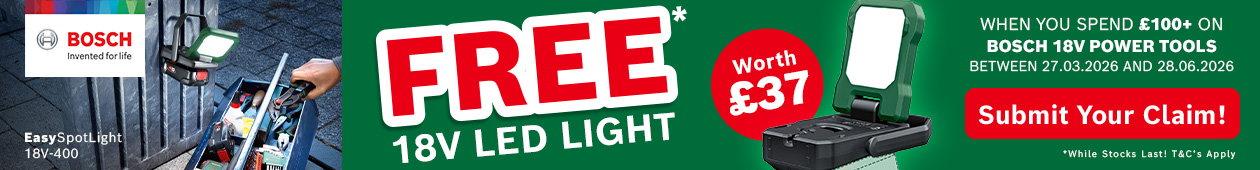 Free Bosch LED Light with Any 18v Power Tool Purchase Free Bosch LED Light with Any 18v Power Tool Purchase