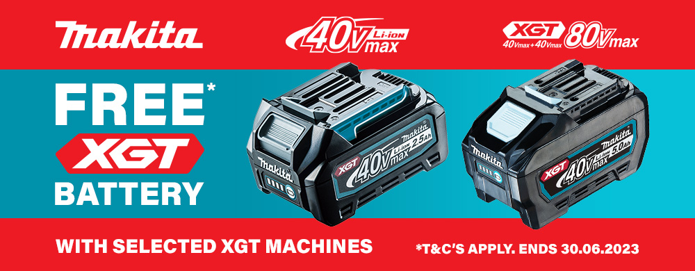 Claim A Free Makita XGT Battery
With Selected Cordless Machines.
T&Cs Apply. Makita XGT Claim Free Battery Cordless Machines