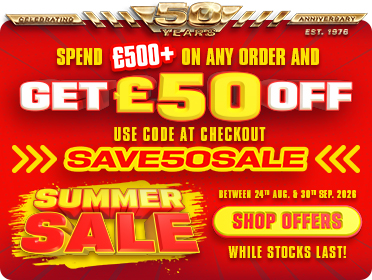 50 Years Summer Sale - Spend &pound;500 and Get &pound;50 Off with code SAVE50SALE - While Stocks Last