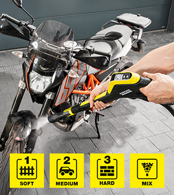 Adjust pressure settings directly on
the spray gun or through the Karcher
Home & Garden app via Bluetooth. Karcher K 7 PREMIUM SMART CONTROL FLEX Pressure Washer Vario Power Dirt Blaster