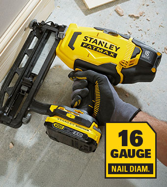 Drives adhesive collage 16-gauge finish nails. Drives adhesive collage 16-gauge finish nails
