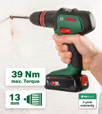 Bosch AdvancedImpact 18 P4A 18V Cordless Combi Drill Bosch AdvancedImpact 18 P4A 18V cordless combi drill, 39Nm torque, 13mm chuck, 3-year warranty