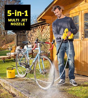 Versatile 5-in-1 Multi Jet nozzle can be
easily adapted to various applications. Karcher KHB 4-18 PLUS 18v Cordless Handheld Pressure Washer