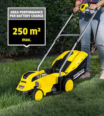 Lightweight and manoeuverable Karcher LMO1833 18v Cordless Lightweight Lawnmower