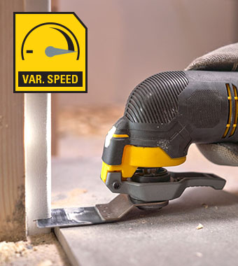Variable speed for maximum control across
a variety of applications and materials. Variable speed for maximum control across a variety of applications and materials