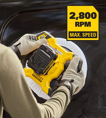 Delivers up to 2,800 RPM for a range of
polishing and buffing applications. Delivers up to 2,800 RPM for a range of polishing and buffing applications
