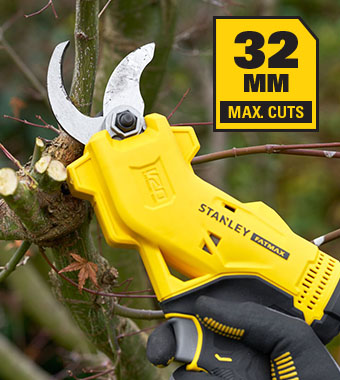 Cordless secateurs for cutting branches up to 32mm thickness. Cordless secateurs for cutting branches up to 32mm thickness