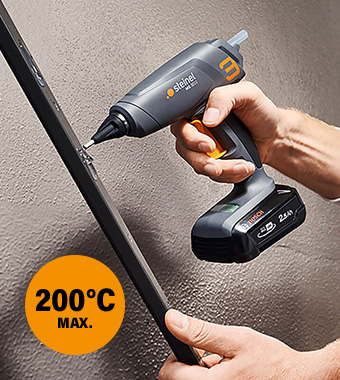 For professionals – portable, flexible and powerful. Steinel MOBILEGLUE 3011 Cordless 18v PowerForAll Alliance Hot-Melt Glue Applicator