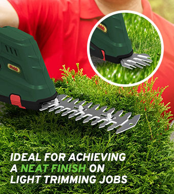 Ideal for achieving a neat
finish on light trimming jobs. Webb WE7.2GHS Cordless Grass Hedge Shears