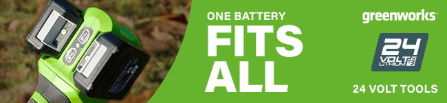 One Battery Fits All
Greenworks 24 Volt Cordless Tools Greenworks G24X2AB 24v Cordless Battery