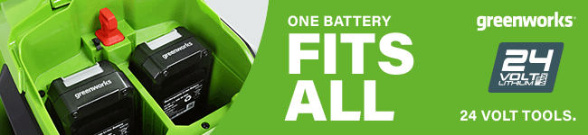 One Battery Fits All
Greenworks 24 Volt Cordless Tools Greenworks GD24X2LM46SK 48v Cordless Self Propelled Rotary Lawnmower 460mm