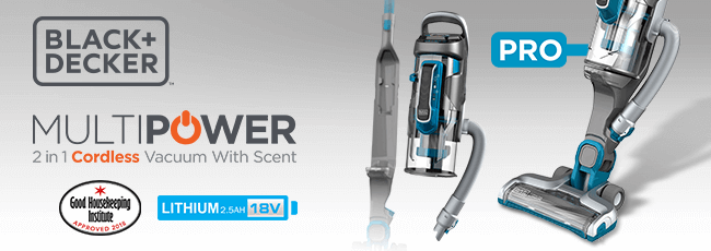 Black & Decker CUA525BH Cordless MULTIPOWER Pro Vacuum Cleaner Banner
