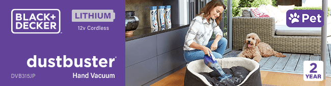 Black Decker DVB315JP 12v Cordless Pet Dustbuster Hand Vacuum