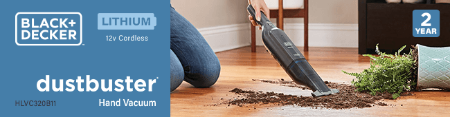Black & Decker
Dustbuster 12v Cordless Hand Vacuum
HLVC320B11 Black Decker HLVC320B11 Cordless Dustbuster Hand Vacuum