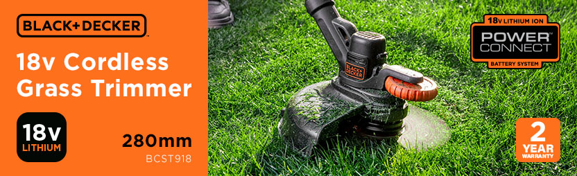 Black and Decker BCST918
18v Cordless Grass Trimmer 280mm Black and Decker BCST918 18v Cordless Grass Trimmer 280mm