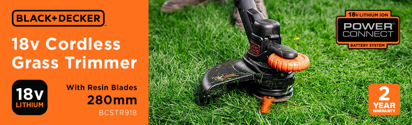 Black and Decker BCSTR918
18v Cordless Resin Blade Grass Trimmer 280mm Black and Decker BCSTR918 18v Cordless Resin Blade Grass Trimmer 280mm