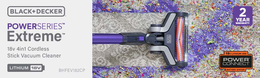Black and Decker BHFEV182CP
18v PowerConnect Cordless
POWERSERIES Extreme Stick Pet Vacuum Cleaner Black and Decker BHFEV182CP 18v PowerConnect Cordless POWERSERIES Extreme Stick Vacuum Cleaner