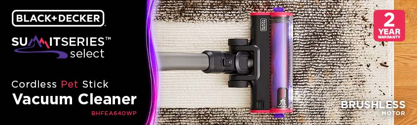 Black and Decker BHFEA640WP
21.6v Cordless Brushless
Pet Stick Vacuum Cleaner Black and Decker BHFEA640WP SummitSeries Select 21.6v Cordless Brushless Pet Stick Vacuum Cleaner