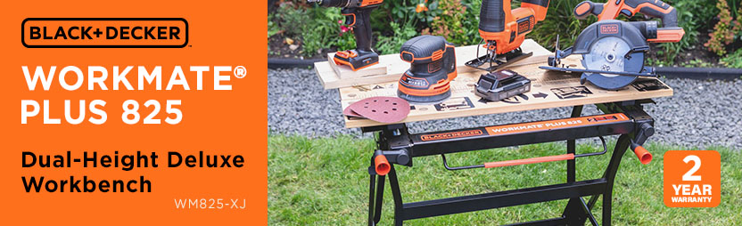 BLACK+DECKER WM825 — Dual-Height Deluxe Workbench BLACK+DECKER Workmate Plus 825 dual-height deluxe workbench, 2-year warranty