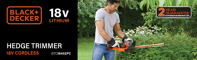 black and decker cordless hedge trimmer 18v