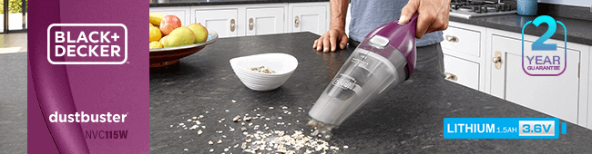 Black & Decker
3.6v Cordless Dustbuster
NVC115W
2 Year Warranty BlackDecker NVC115W Cordless Dustbuster