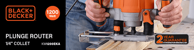 Black & Decker
1/4" Plunge Router
KW1200EKA Black Decker KW1200EKA Plunge Router