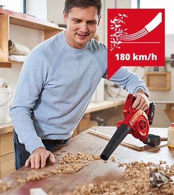 Air flow up to 180 km/h for best results. Einhell TE-CB 18-180 Li Cordless Workshop Blower Air flow speed