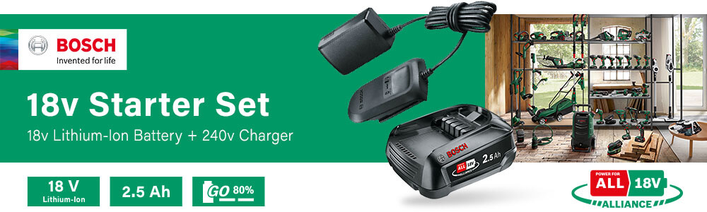 Bosch 18v Cordless Li-ion PBA Battery
2.5ah and AL 1810 CV Charger Pack Bosch Li-ion Battery PBA 2.5ah AL 1810 Charger Pack 18v Cordless