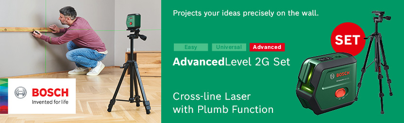 Bosch ADVANCEDLEVEL 2G Cross Line Green Laser Level and Tripod Set 0603663G01