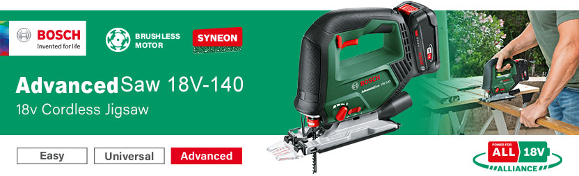 Bosch ADVANCEDSAW 18V-140 P4A
18v Cordless Jigsaw Bosch ADVANCEDSAW 18V-140 P4A PowerForAll 18v Cordless Jigsaw