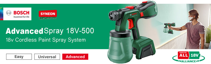 Bosch ADVANCEDSPRAY 18V-500 P4A PowerForAll
18v Cordless Paint Spray System PowerForAll Bosch ADVANCEDSPRAY 18V-500 P4A 18v Cordless Paint Spray System