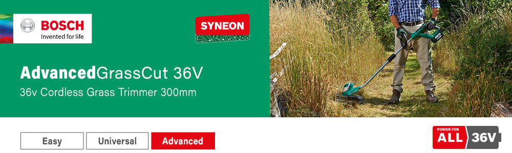 Bosch AdvancedGrassCut 36v
Cordless Grass Trimmer 300mm Bosch AdvancedGrassCut 36v Cordless Grass Trimmer 300mm