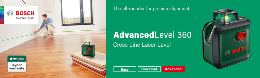 Bosch AdvancedLevel 360
Self-Levelling Cross-Line Green Laser Level Bosch 0603663B06 AdvancedLevel 360 Green Line Laser Level