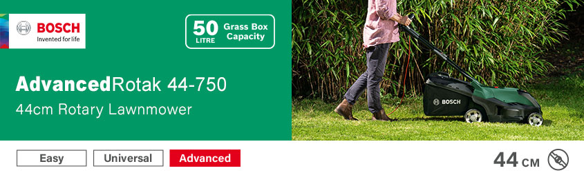 Bosch AdvancedRotak 44-750
1800W Rotary Lawnmower 440mm Bosch AdvancedRotak 44-750 Rotary Lawnmower 440mm