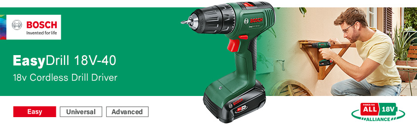 Bosch EasyDrill 18V-40 P4A
18v Cordless Drill Driver Bosch EasyDrill 18V-40 P4A Power For All 18v Cordless Drill Driver