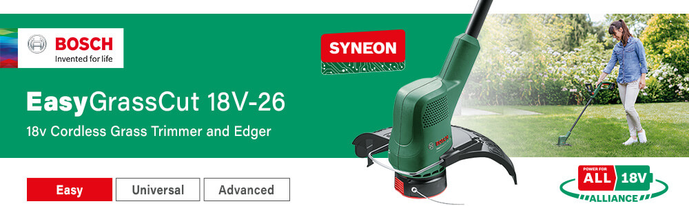 Bosch EASYGRASSCUT 18V-26
18v Cordless Grass Trimmer and Edger 260mm Bosch EASYGRASSCUT 18V-26 18v Cordless Grass Trimmer Edger 260mm