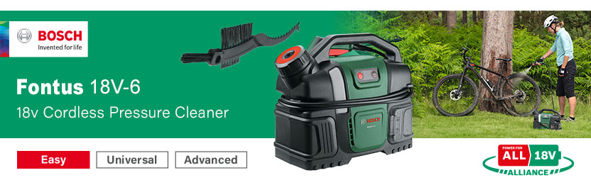 Bosch FONTUS 18V-6 P4A
18v Cordless Pressure Washer
and Bicycle Cleaner Bosch FONTUS 18V-6 Power For All Alliance 18v Cordless Pressure Washer and Bicycle Cleaner