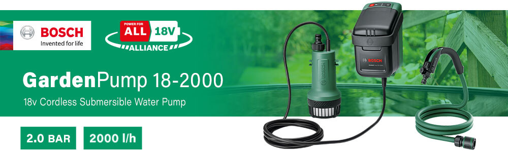 Bosch GARDENPUMP 18-2000 18v Cordless Submersible Water Pump