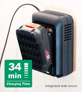 Bosch PowerForAll P4A 18v Cordless Li-ion Twin Battery 2ah and Fast 4.4A charging current Charger Integrated Wall Mount