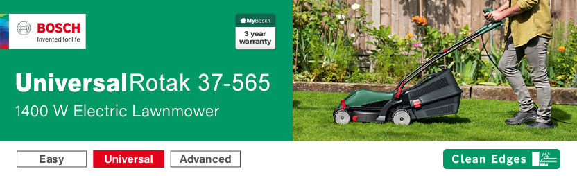Bosch UNIVERSALROTAK 37-565
Rotary Lawnmower 370mm Bosch UNIVERSALROTAK 37-565 Rotary Lawnmower 370mm