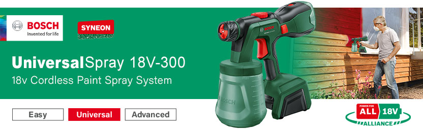 Bosch UNIVERSALSPRAY 18V-300 P4A PowerForAll
18v Cordless Paint Spray System PowerForAll Bosch UNIVERSALSPRAY 18V-300 P4A 18v Cordless Paint Spray System