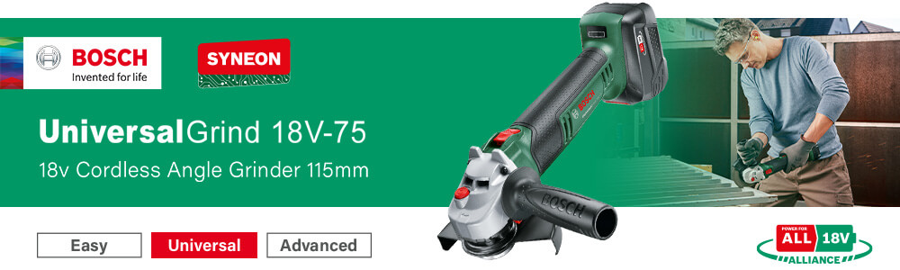 Bosch UniversalGrind 18V-75
18v Cordless Angle Grinder 115mm Bosch UniversalGrind 18V-75 18v Cordless Angle Grinder 115mm