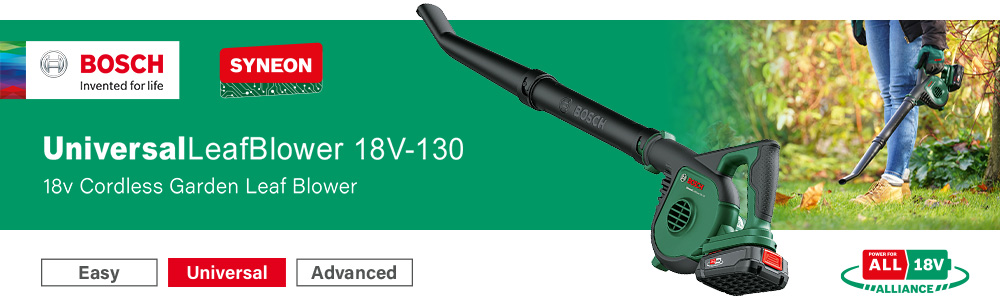 Bosch UniversalLeafBlower 18V-130
18v Cordless Garden Leaf Blower Bosch UniversalLeafBlower 18V-130 18v Cordless Garden Leaf Blower