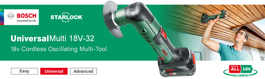 Bosch UniversalCut 18V-32 PowerForAll
18v Cordless Oscillating Multi-Tool Bosch UniversalCut 18V-32 P4A PowerForAll 18v Cordless Starlock Oscillating Multi-Tool