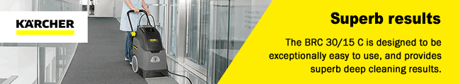 Superbs results
The BRC 30/15 C is designed to be
exceptionally easy to use, and provides
superb deep cleaning results. Karcher BRC3015C Upright Cleaner