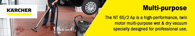 Multi-purpose
The NT 65/2 Ap is a high-performance, twin
motor multi-purpose wet and dry vacuum
specially designed for professional use. Karcher NT652AP WetDry Cleaner