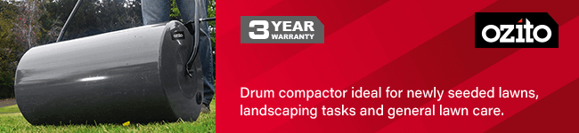3 Year Warranty
Drum compactor ideal for newly seeded lawns,
landscaping tasks and general lawn care. Ozito Garden Lawn Roller Warranty