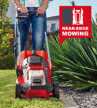 Cuts close to edges for a neater
finish with less tidying up needed. Einhell GE-CM 18-30 Li 18v Cordless Brushless Lawnmower 300mm