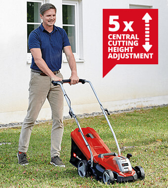 5 Cutting height adjustment steps Einhell GE-CM 18-33 Li 18v Cordless Brushless Lawnmower Height Adjustment