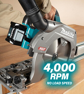 Brushless motor delivers
4,000 RPM no load speed. Makita HS009G XGT Brushless Motor Angle Grinder